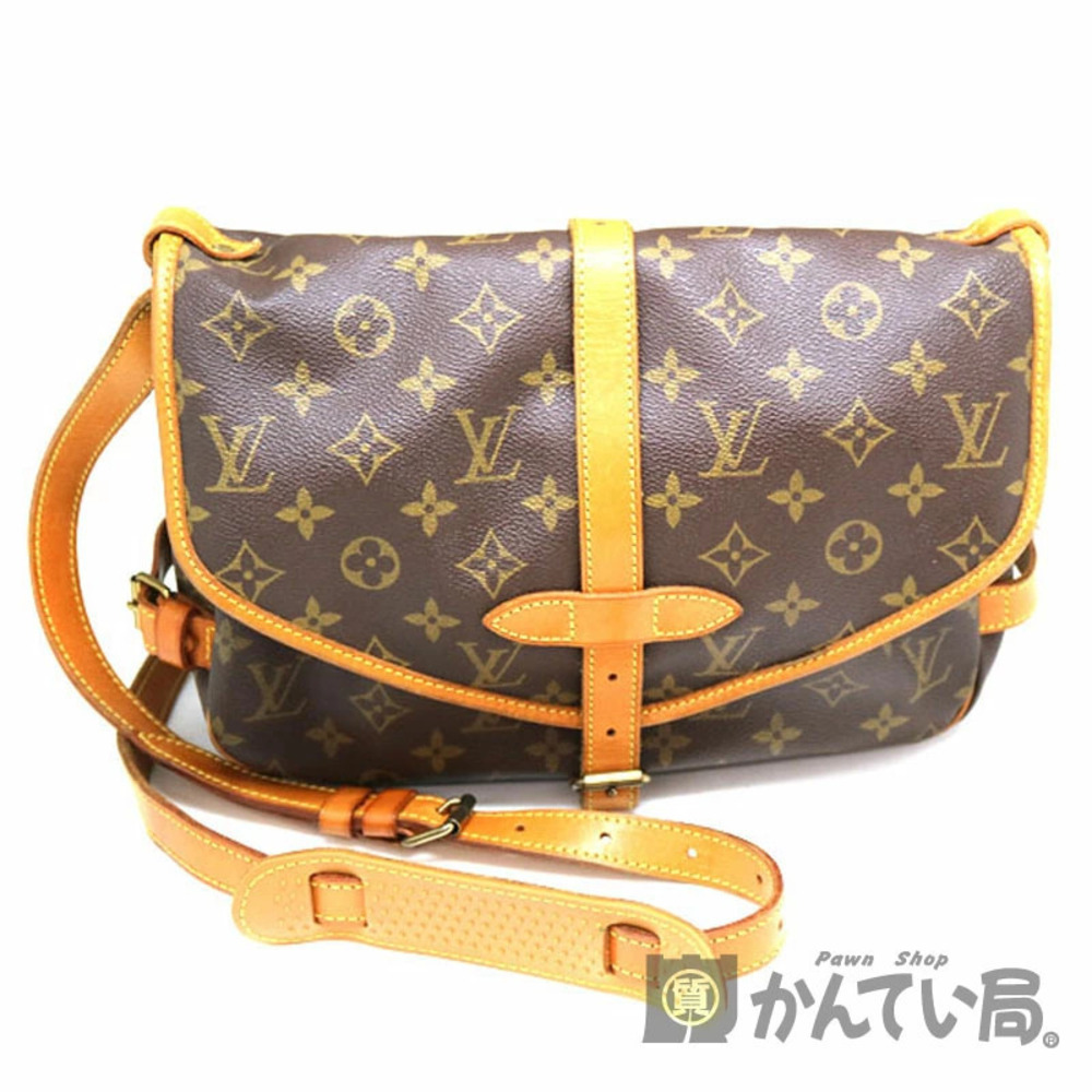 LOUIS VUITTON Saumur Shoulder Bag Monogram Canvas Brown